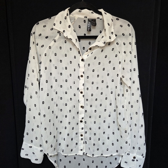 Halloween Skull Blouse *flawed Size Med - Picture 7 of 7